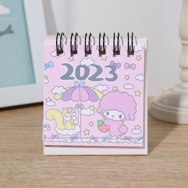 Sanrios My Melody Kuromi Cinnamoroll Desktop Kalender Meja Mini/Kartun Kawaii Rekor Siswa Kalender Tahun Baru2023