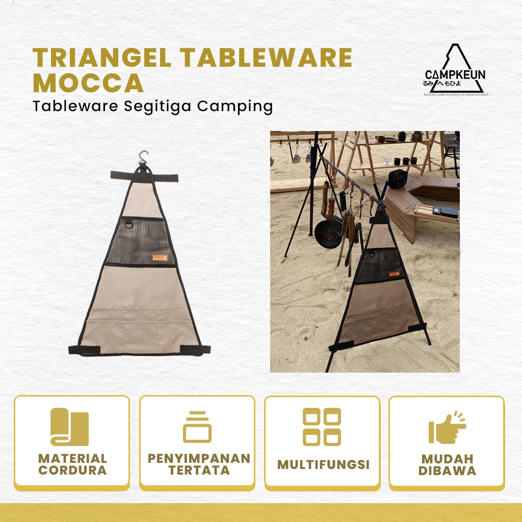 CAMPKEUN Tableware Segitiga Canvas - gantungan Rak Segitiga Peralatan Camping Piknik Outdoor READY S