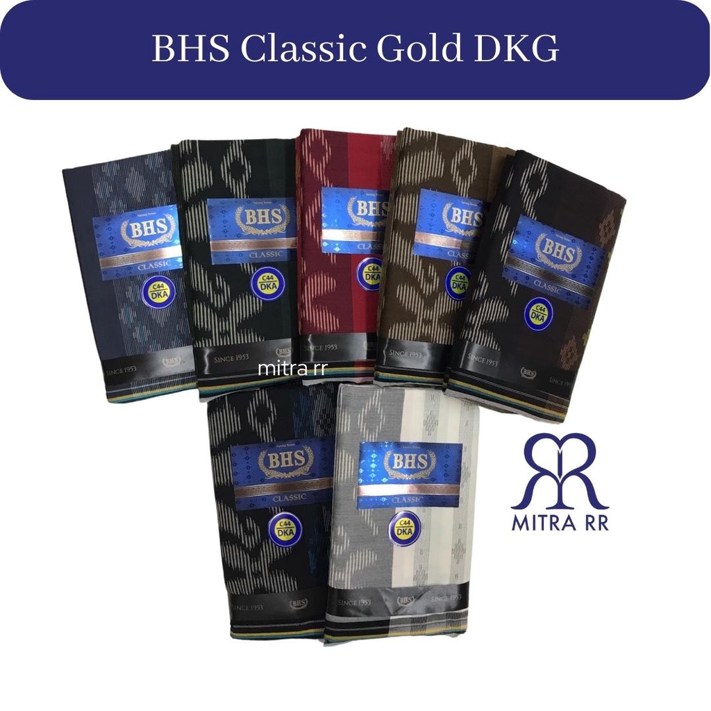 Sarung BHS Classic Gold Motif DKG Hitam Biru Cokelat Merah / Sarung Dewasa