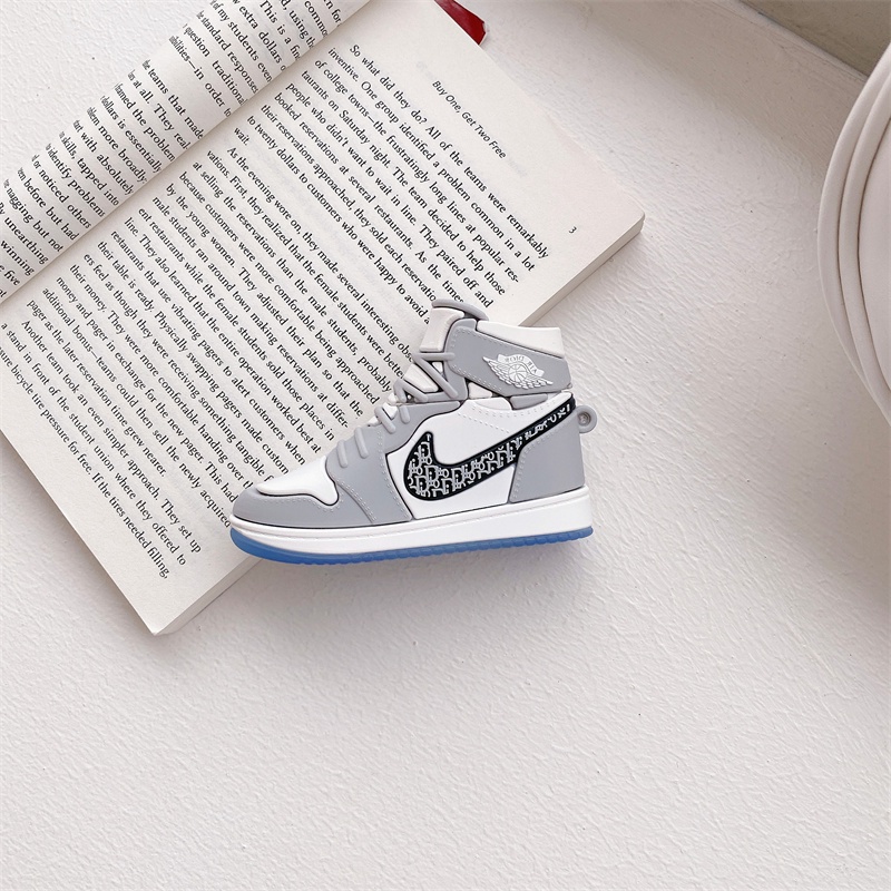 Fashion Olahraga AJ Sepatu Putih Kompatibel Untuk Airpods1Per2/Pro case Kartun anti-Jatuh Silikon earphone cover