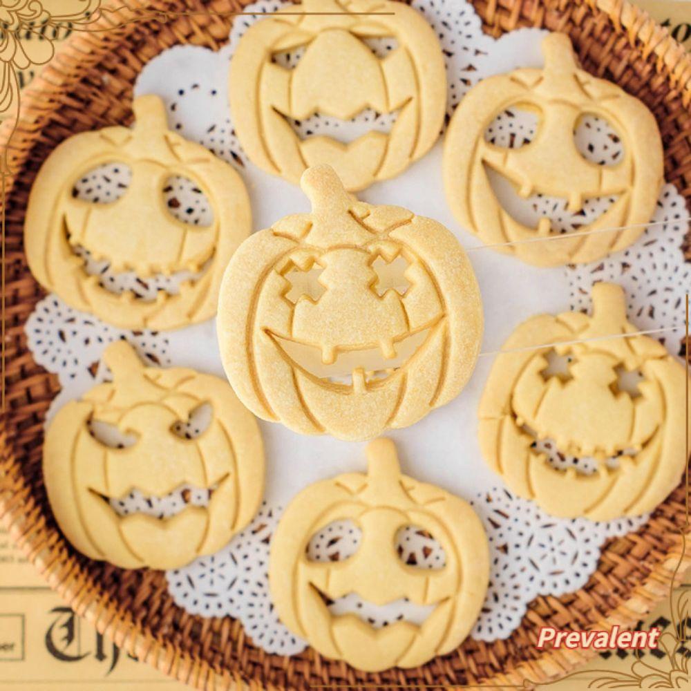 Preva 9pcs/set Halloween Biskuit Cetakan Kue Alat Plastik Horror Labu 3D Cookie Cutter