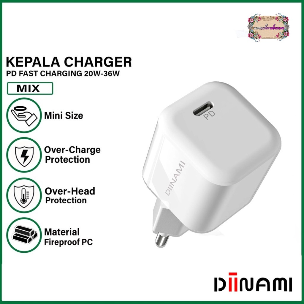 DIINAMI P8 Adaptor BATOK Charger CASHAN Power Nano 20 Batok Fast Charging 20W 3A Type-C (PD) Multi Protection SB4575