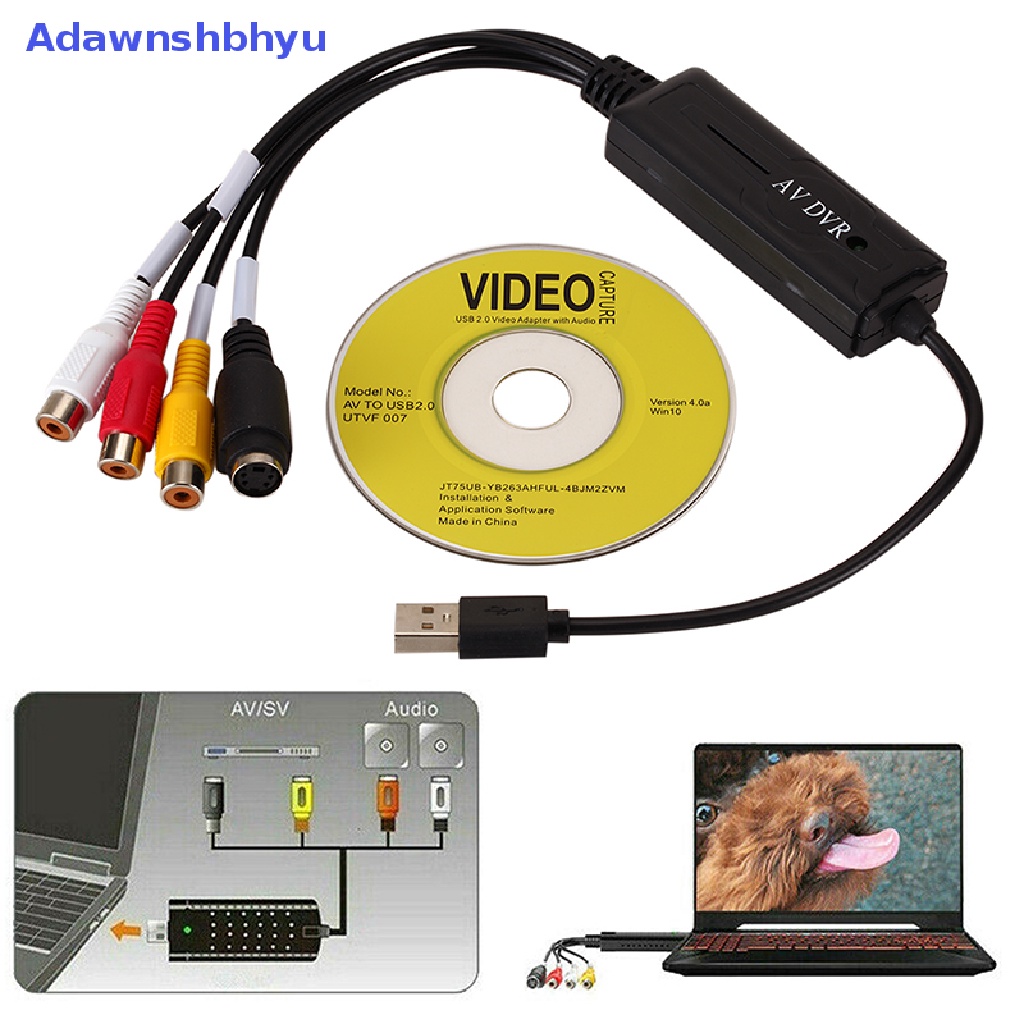 Adhyu USB 2.0 Video Audio Capture RCA Adapter VHS Ke DVD HDD TV Converter Kartu Win10 ID