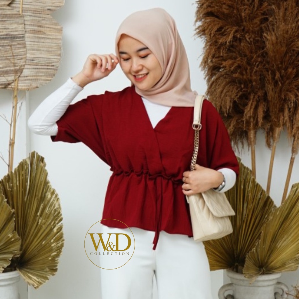 BLOUSE WANITA POLOS CROP LENGAN PENDEK CASUAL CRINCLE AIRFLOW PREMIUM