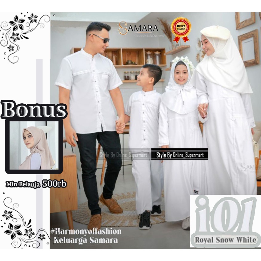 New Sarimbit Keluarga Muslim Couple Putih Lebaran