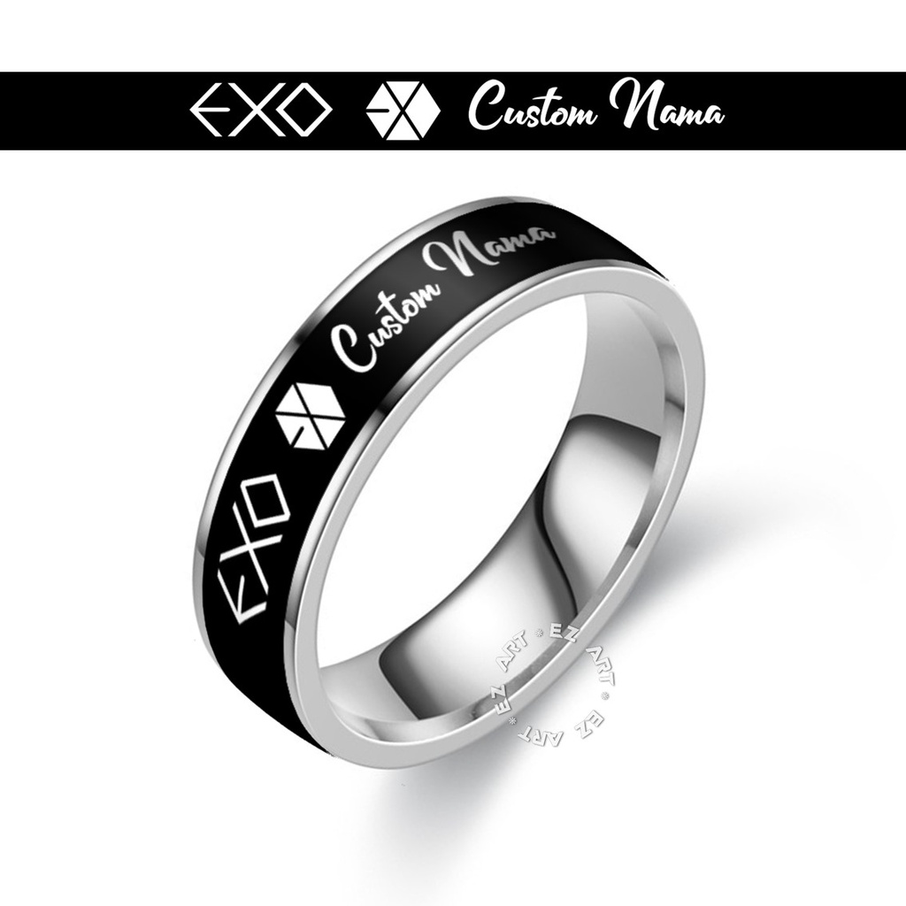 CINCIN CUSTOM NAMA TULISAN LOGO BAND KPOP KOREA STAINLESS STEEL ANTI KARAT BTS EXO BLACKPINK TWICE NCT SEVENTEEN