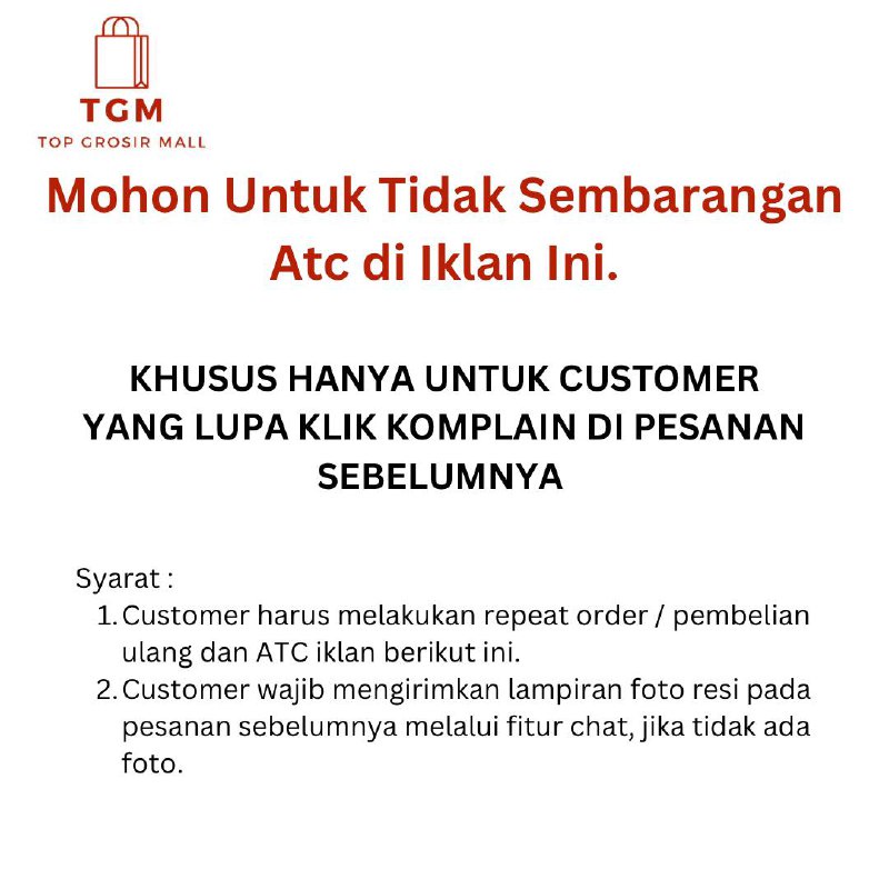 TGM - Khusus Customer yang lupa klik komplain di pesanan sebelumnya