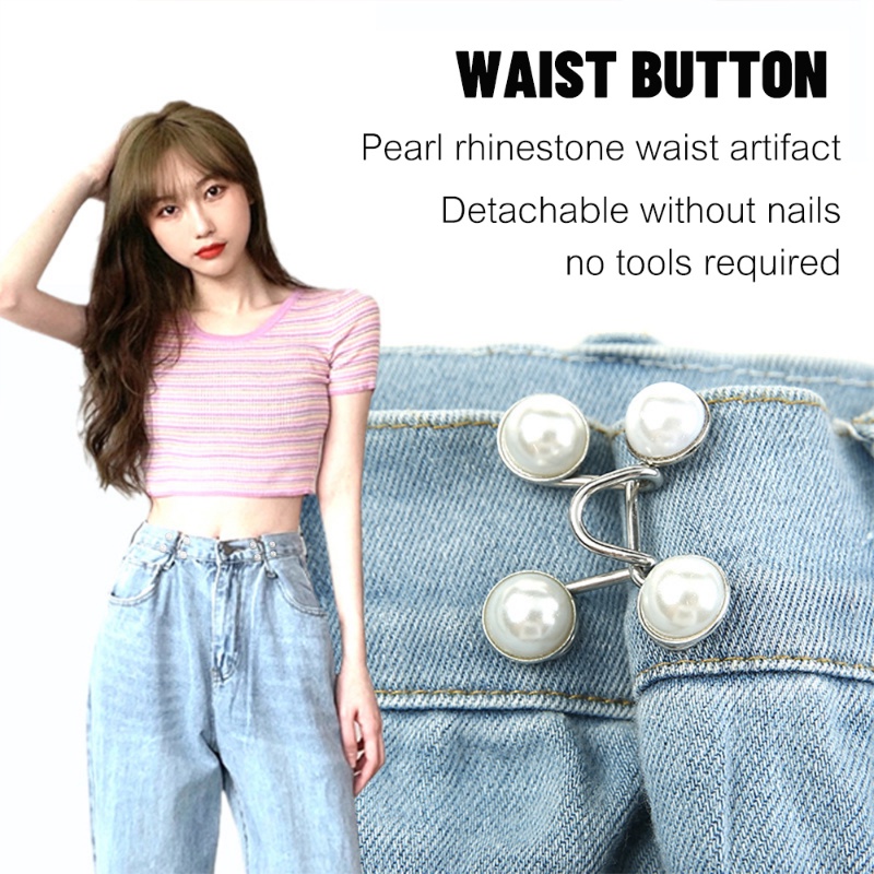 Pin Pinggang Berlian Imitasi Mutiara Buatan Adjustable/Kancing Snap Waist Rok Bebas Paku Untuk Rok Jeans/Aksesoris Pakaian Fashion