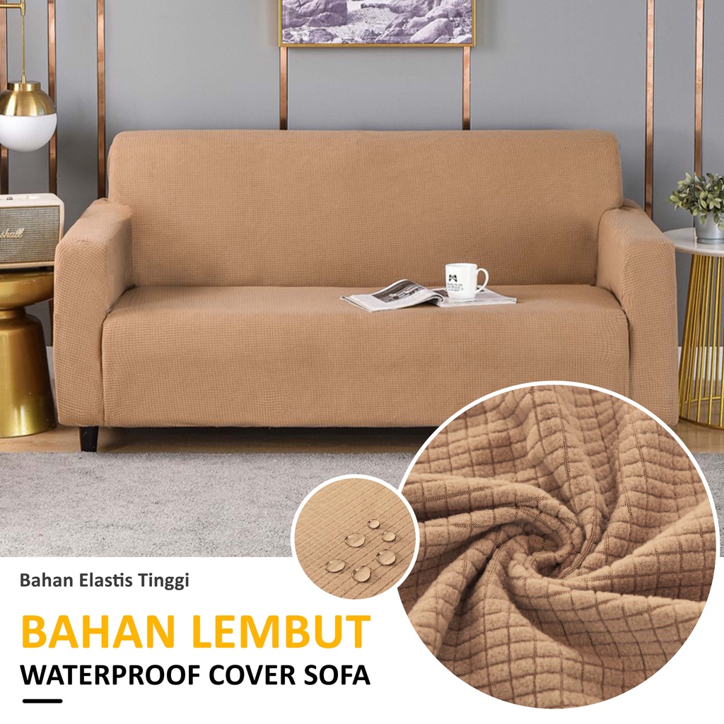 Waterproof Warna Solid Cover sofa Sarung Sofa Anti Slip Penutup Sofa Tebal Warna Solid Seater 1/2/3/4 Elastic Elastis