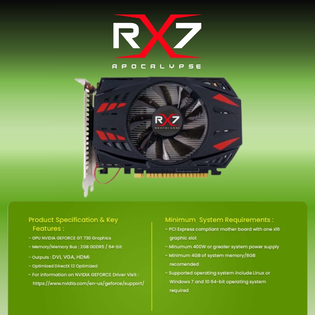 VGA RX7 GT 730 2GB GDDR5 64 BIT REAL CAPACITY RESMI