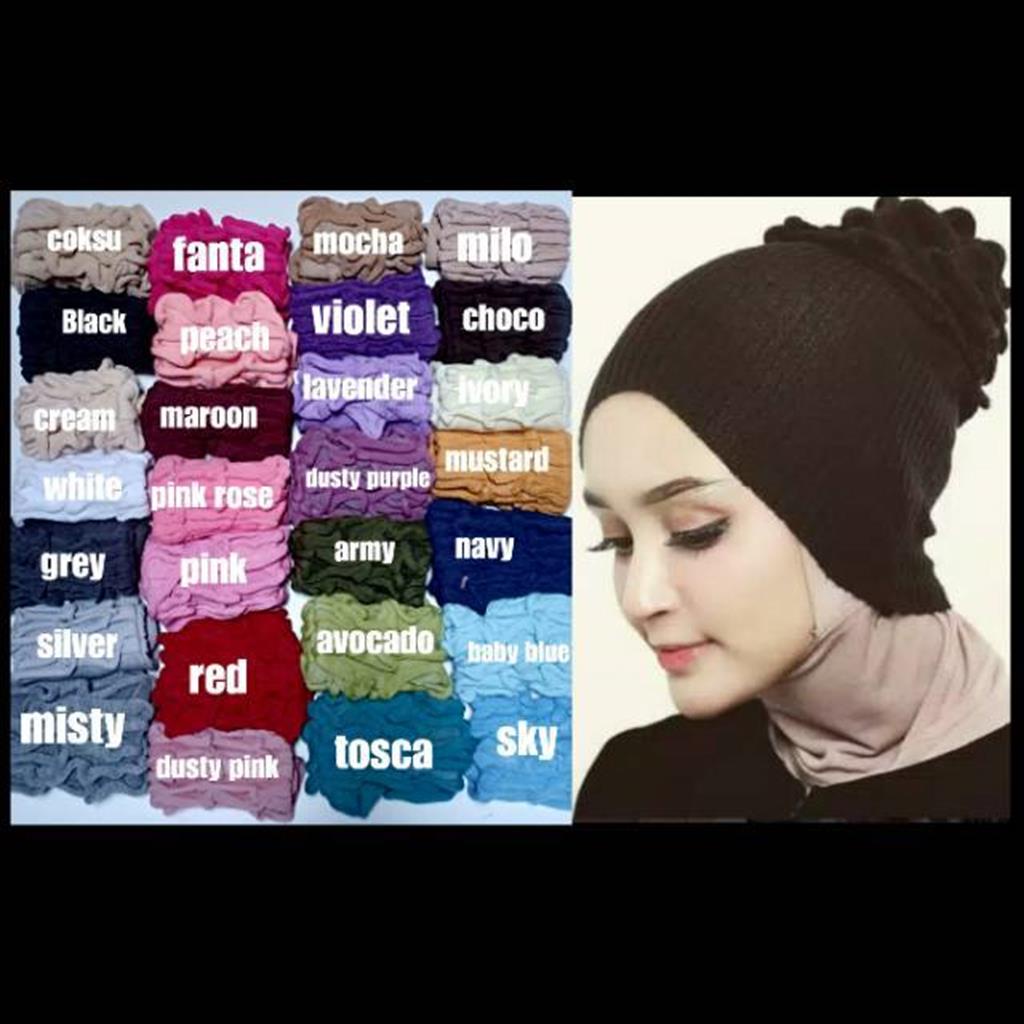 LS 867. Ciput rajut konde Inner Dalaman Hijab Kerudung Kupluk Cepol anpus