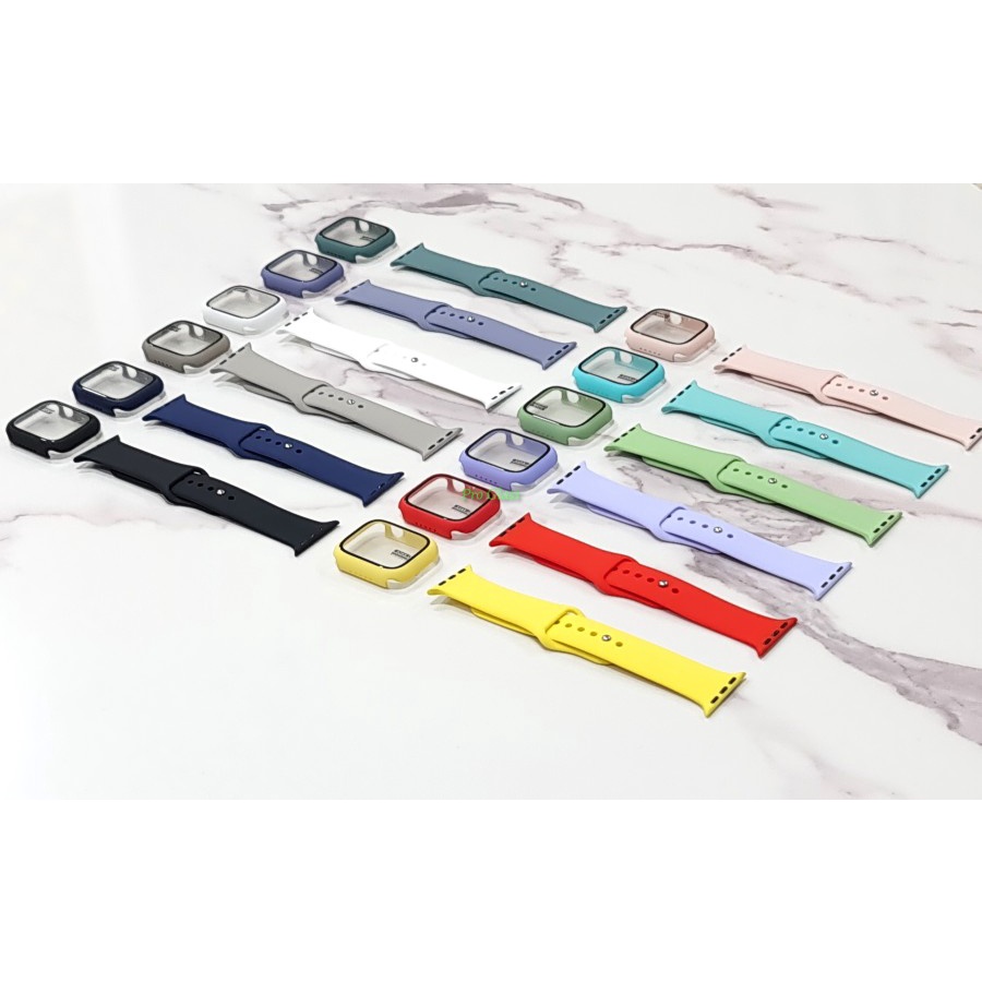 AW06 Apple Watch 41mm / 45mm Sport Silicone Strap Band + Bumper Case
