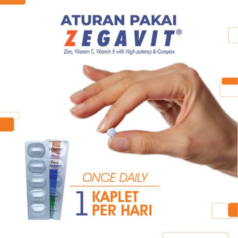 Zegavit Multivitamin &amp; Zinc ORIGINAL Per Strip isi 6 Kaplet Kemasan Baru