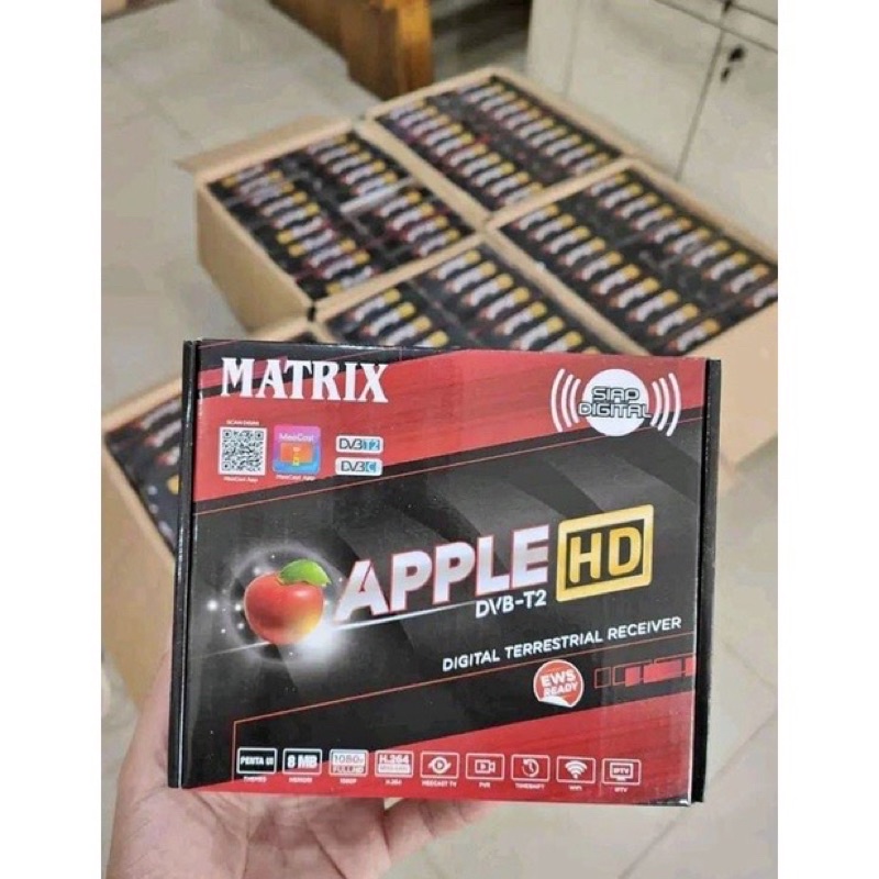 STB Set Top Box Dcolor Matrix Apple Merah DVB T2 HDTV VDR TV MediaDigital Video Broadcasting Terrestrial Receiver