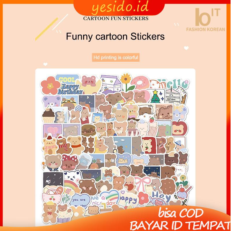 

[COD✨Ready stock]102Pcs Stiker Graffiti Kartun Beruang Lucu Anti Air Untuk Dekorasi Kopersepeda DIY Stationary -YES