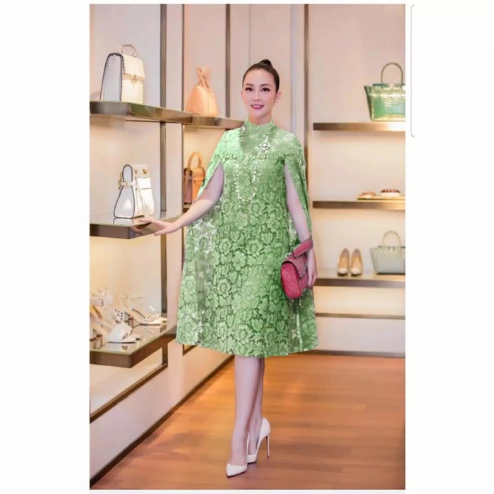 PROMO  BISA COD Dress Brokat Pesta Wanita Model Dress Brokat Pendek Modern Martha - L