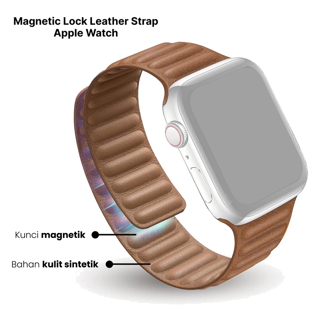 Leather Strap APPLE WATCH 7 6 SE 5 iWatch Genuine Leather Loop Band Strong Magnetic Lock