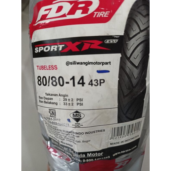 Ban Motor Tubles Tubeless FDR 80/80-14 SPORT XR EVO Ban Motor Ring 14 Ban Luar fdr