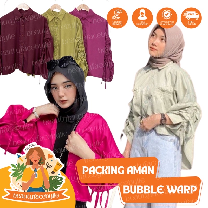 Kemeja Oversize Top Blouse Serut Fit To XXL