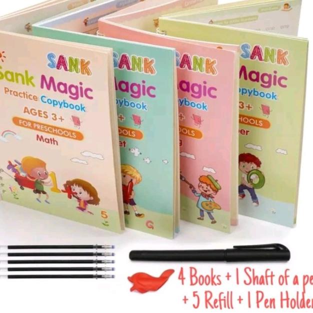 

➶bj Terkini Sank Magic 3D Buku Edukasi Anak Belajar Menulis Untuk TK Angka & Huruf / buku megic W87 ✥