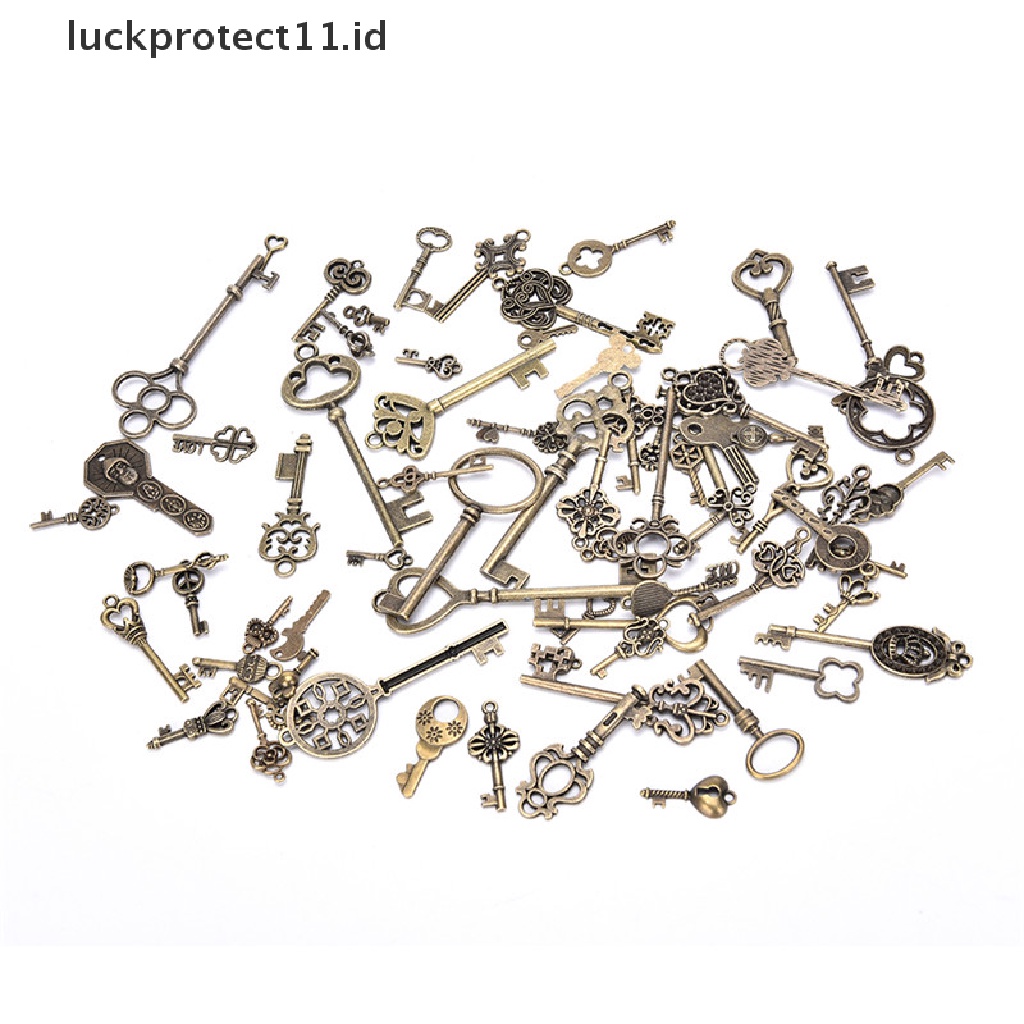 /Fashion Hot//// Set 70pcs Antik Vintage Old Look Bronze Skeleton Keys Fancy Heart Bow Pendant.