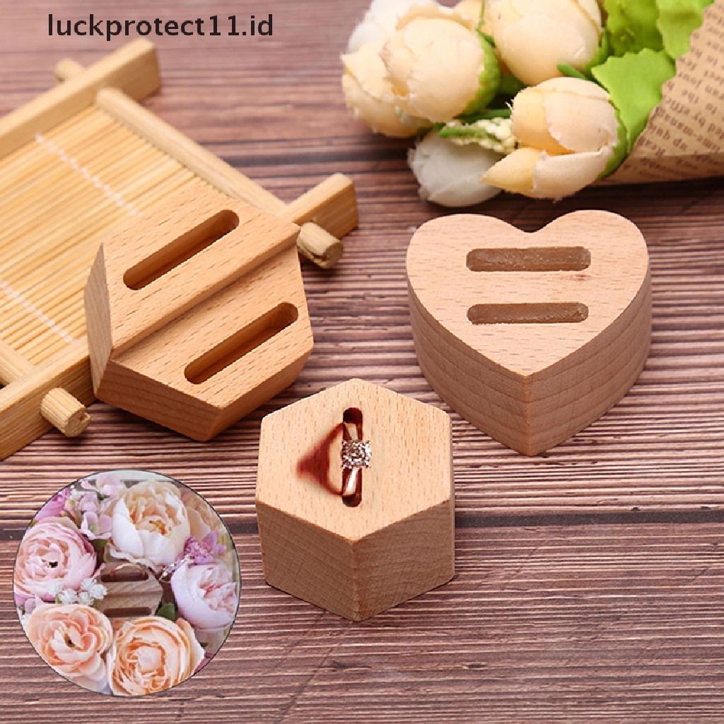 /Fashion Hot//// Hexagon Berbentuk Hati Display Cincin Stand Pasangan Cincin Tempat Perhiasan Hadiah.