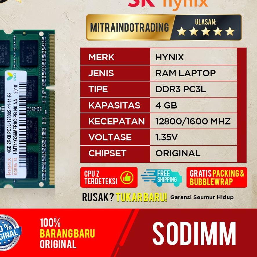 ➫✬✵ RAM HYNIX SODIMM DDR3L 4GB PC Produk