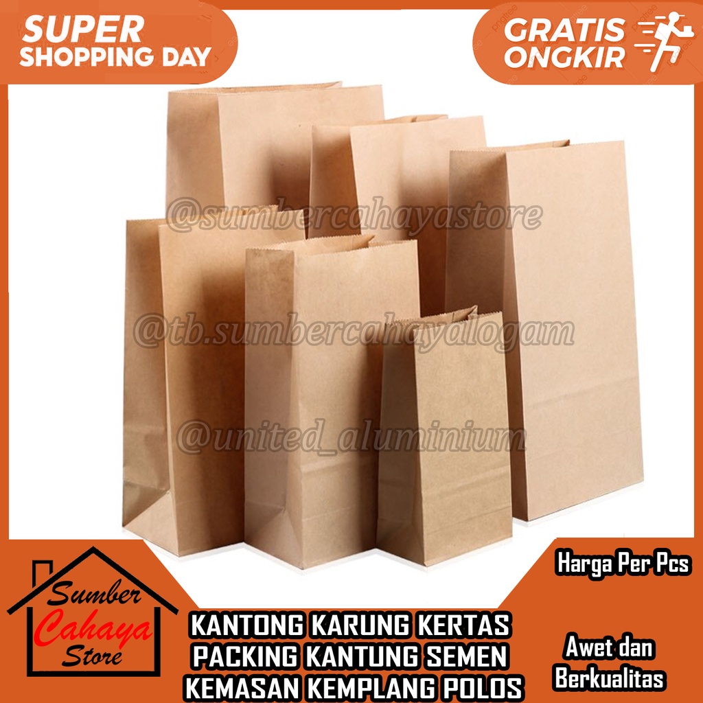 Kantong Karung Kertas Packing Kantung Semen Kemasan Kemplang Polos Kerupuk Sak Zak Kraft Pack Paking