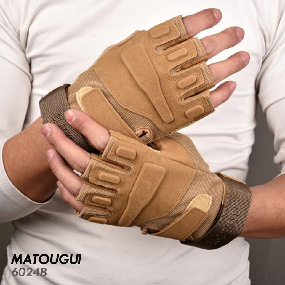 MTG Sarung Tangan Motor Setengah Jari Tactical Gloves Bahan Kulit 6024B [WON.11De22ᵁ]