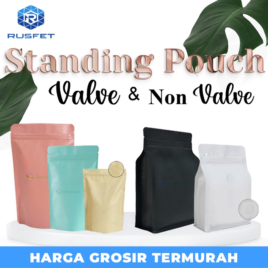 Standing Pouch VARIAN VALVE & NON VALVE FOIL Plastik Klip DELKOCHOICE