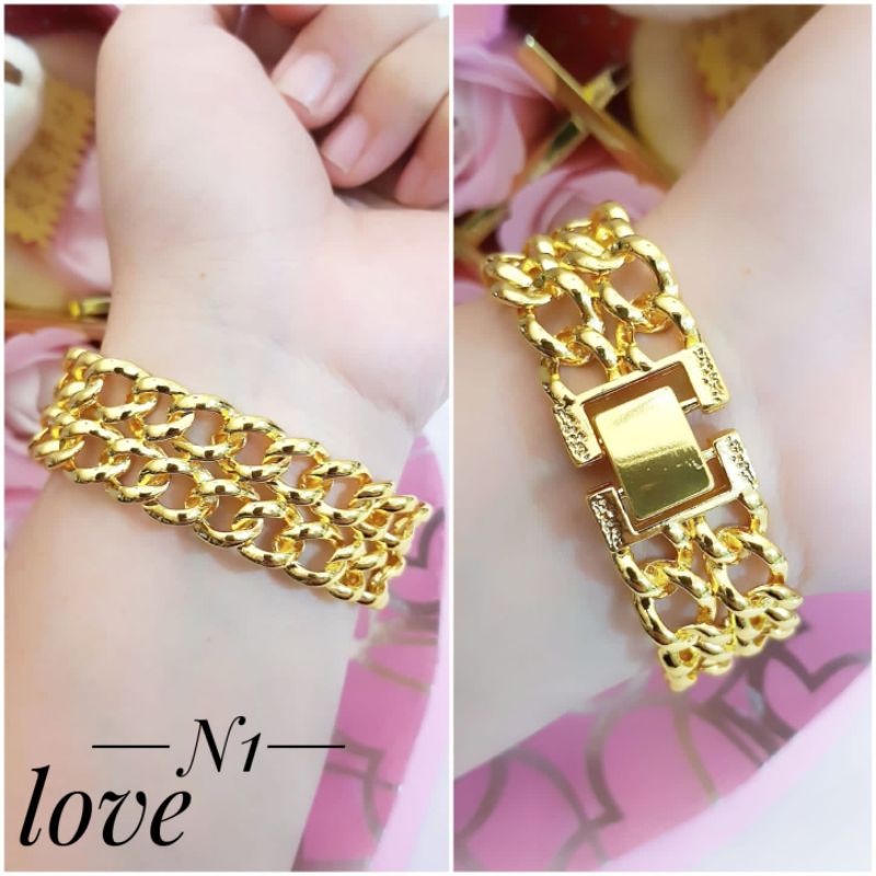 Gelang Tangan Sisik Naga Layer 2 Lapis Gold Kuning Emas 24k 1223a