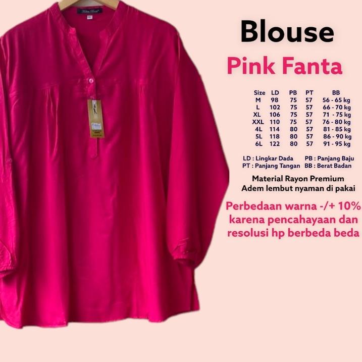Harga Termuraah Blouse atasan kemeja polos big size Pink Fanta baju wanita kerja pakaian cewek kekin