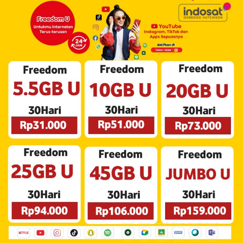 kuota indosat unlimited | paket data indosat 50gb 150gb