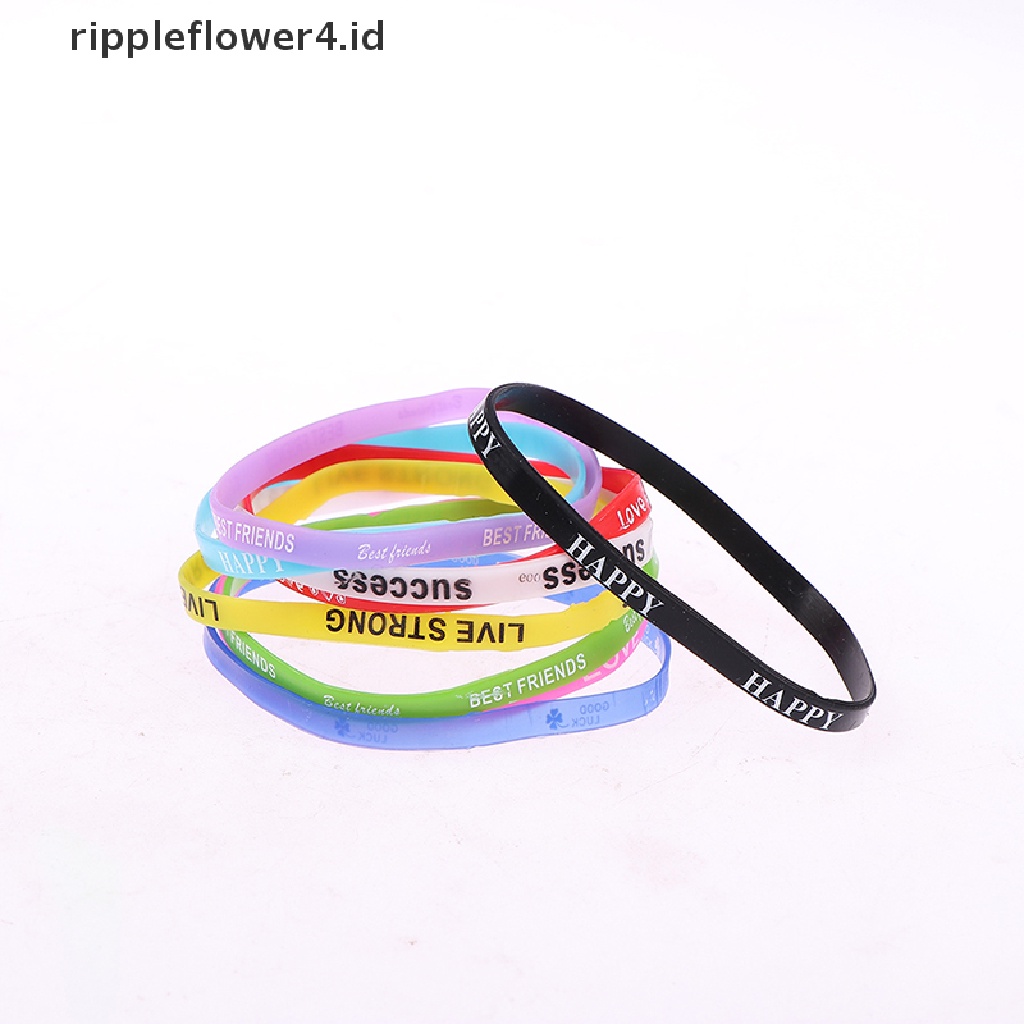 {rippleflower4.id} 10pcs/lot Curah Grosir Fashion Multicolor Gelang Silikon Untuk Wanita Karet~