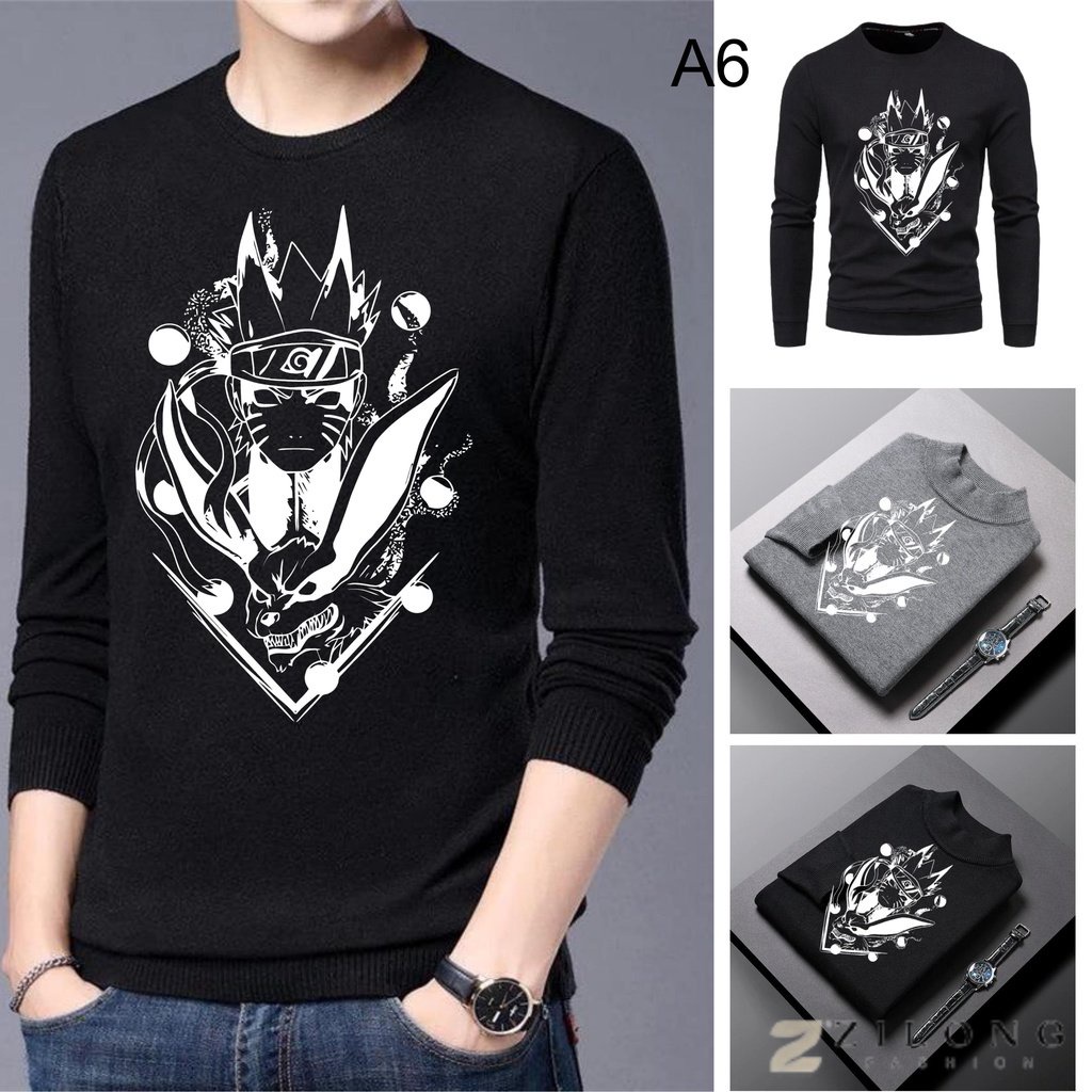 Zilong A6 - Jaket Sweater Anime Naruto Karakter Kurama Kyubi Bahan Fleece Tebal Pria Wanita Jacket W