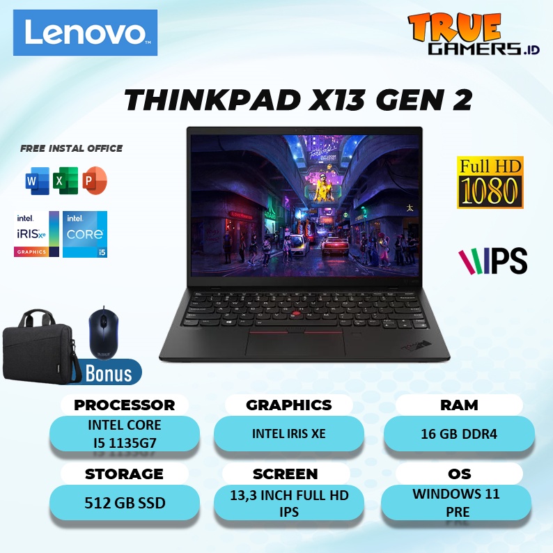 LENOVO THINKPAD X13 GEN 2 INTEL CORE I5 1135G7 RAM 16GB 512SSD WIN 11PRE