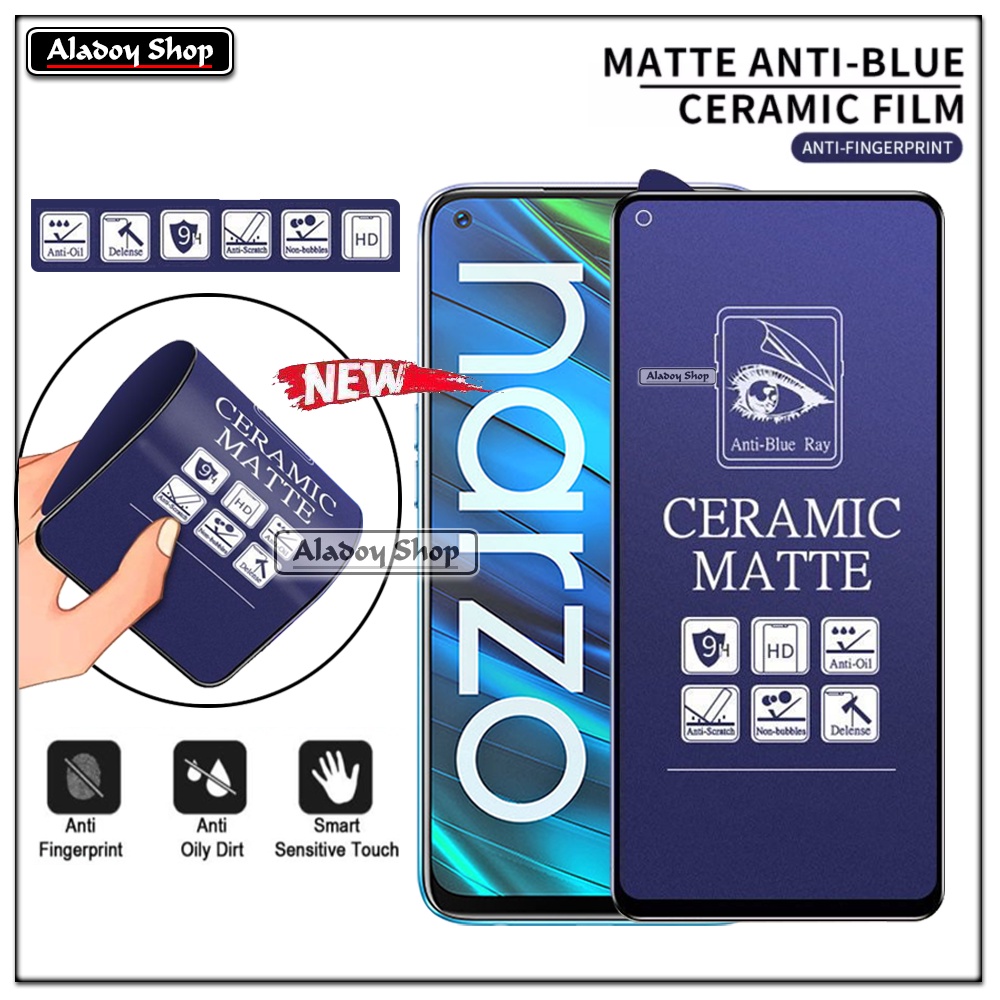 PAKET 3IN1 Anti Gores Blue Matte Anti Glare Realme Narzo 20 Pro + Tempered Glass Camera dan Skin Carbon