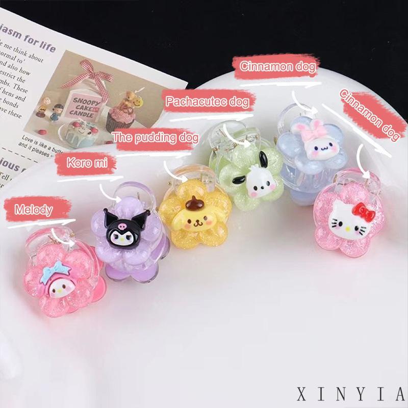 【Bayar di tempat】Cinnamoroll Kuromi Remaja Mahasiswa Kartun Manis Jepit Rambut Transparan Bunga