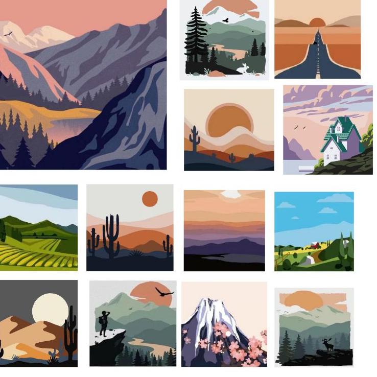 

■»► paint by number mountain view