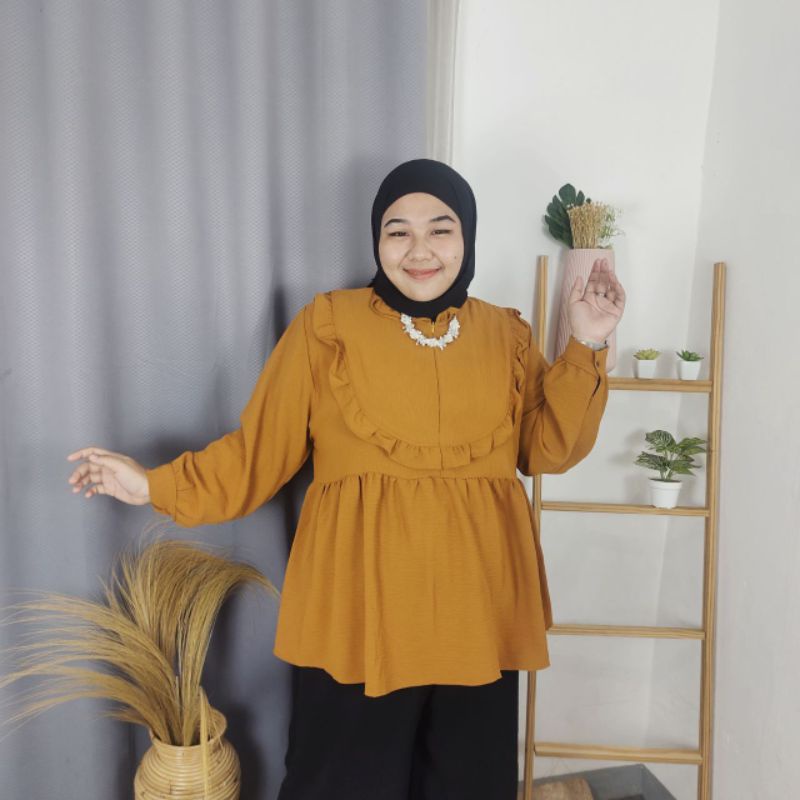 BLOUSE IRENE SUPER JUMBO ATASAN BLUS BIG SIZE OOTD OVERSIZE LD 110 120 130 140 150 COD