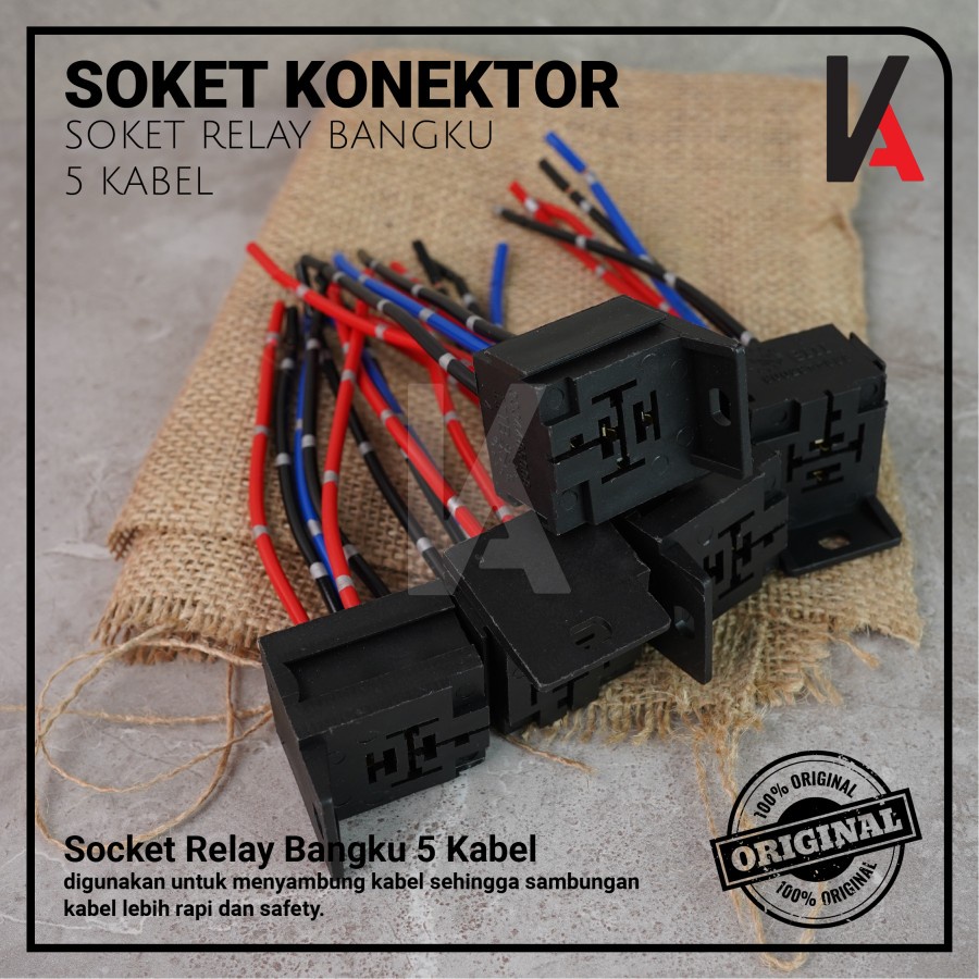 Rumah Relay Gandeng / Soket Relay Bangku / Socket Cable Relay Susun / Duduk / Kaki 5 Pin Untuk Klakson &amp; Lampu (5 Kabel)