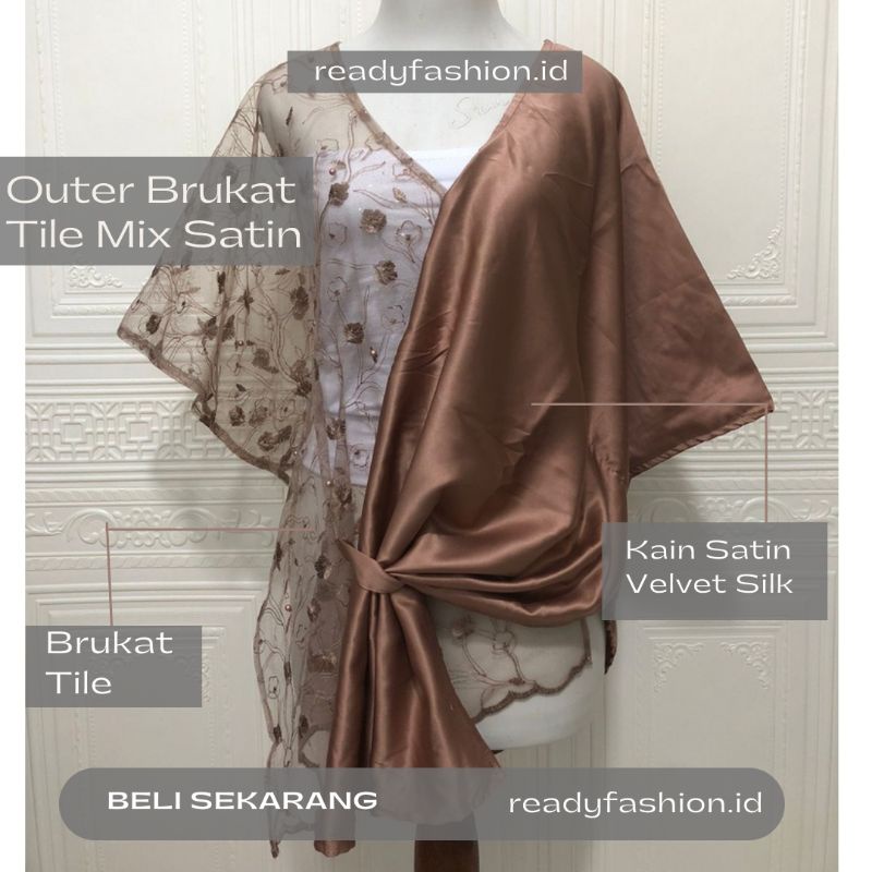 Outer Brukat Mix Satin | Atasan Kebaya | Brukat Tile Mix Satin