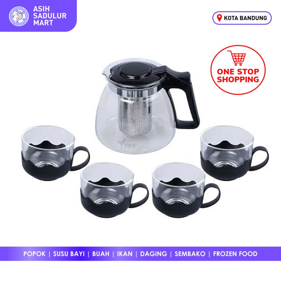 Teapot Teko Set Gelas Penyaring Bahan Gelas Promo Murah Bandung