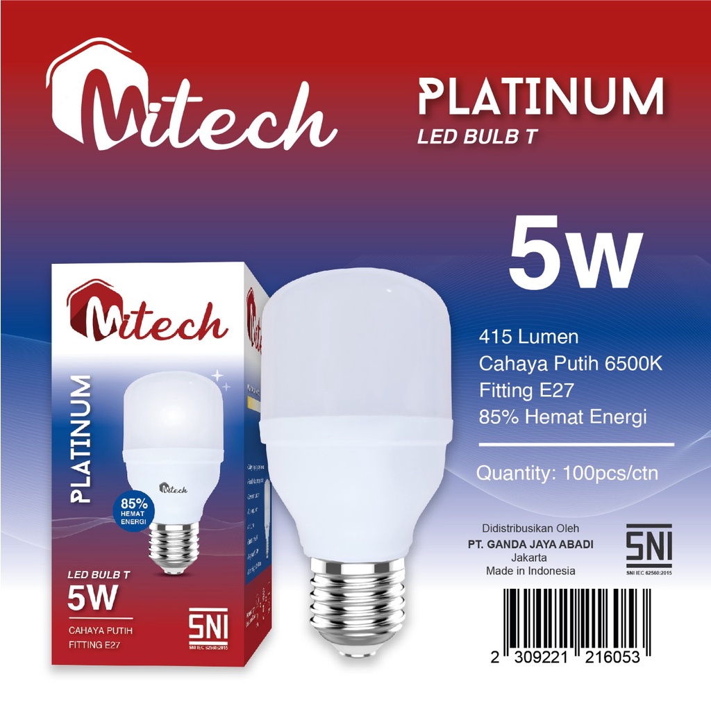 Capsule Lampu Led MITECH PLATINUM T Bulb 5w 5 Watt Bohlam Led Kapsul