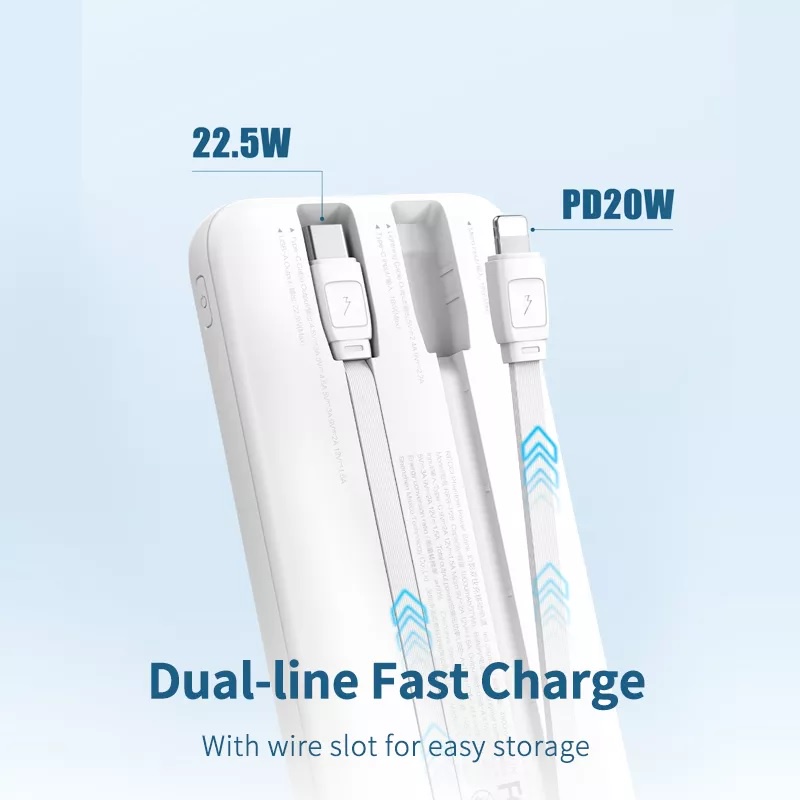 RECCI RPB-P28 PHANTOM 10000mAh Powerbank - 2 Built-in Cables - PD20W