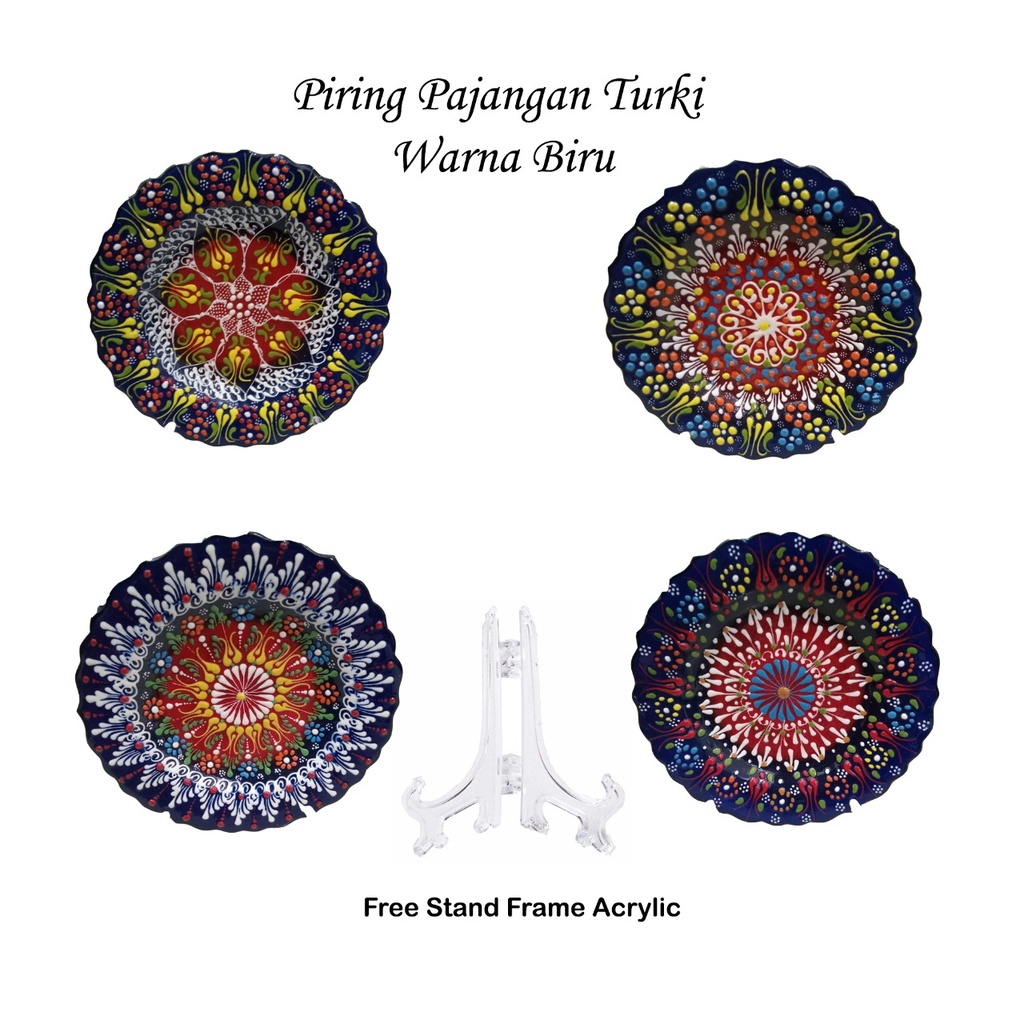 Pajangan Keramik Piring Cantik Hand Made Asli Turki/Free Kaki Bingkai