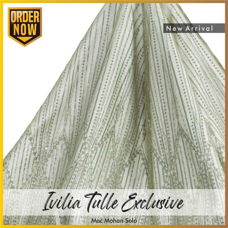 [NEWEST ARRIVAL] IVILIA TULLE EXCLUSIVE TILE BORDIR PAYET SHAPE LINEAR DESIGN PER 0.5M BY MAC MOHAN UNTUK WEDDING DRESS GOWN KEBAYA OUTER