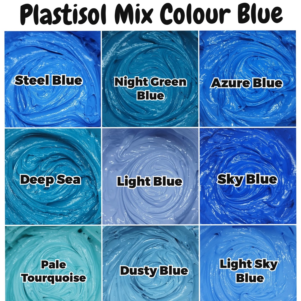 TINTA PLASTISOL LENGKAP BIRU MIX COLOUR 500GR