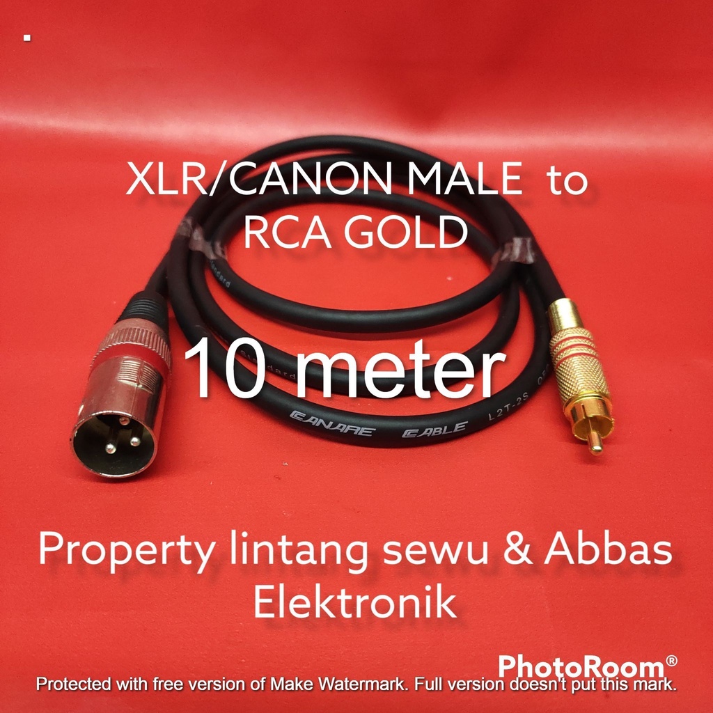 KABEL JEK RCA GOLD TO XLR CANON MALE 10 METER