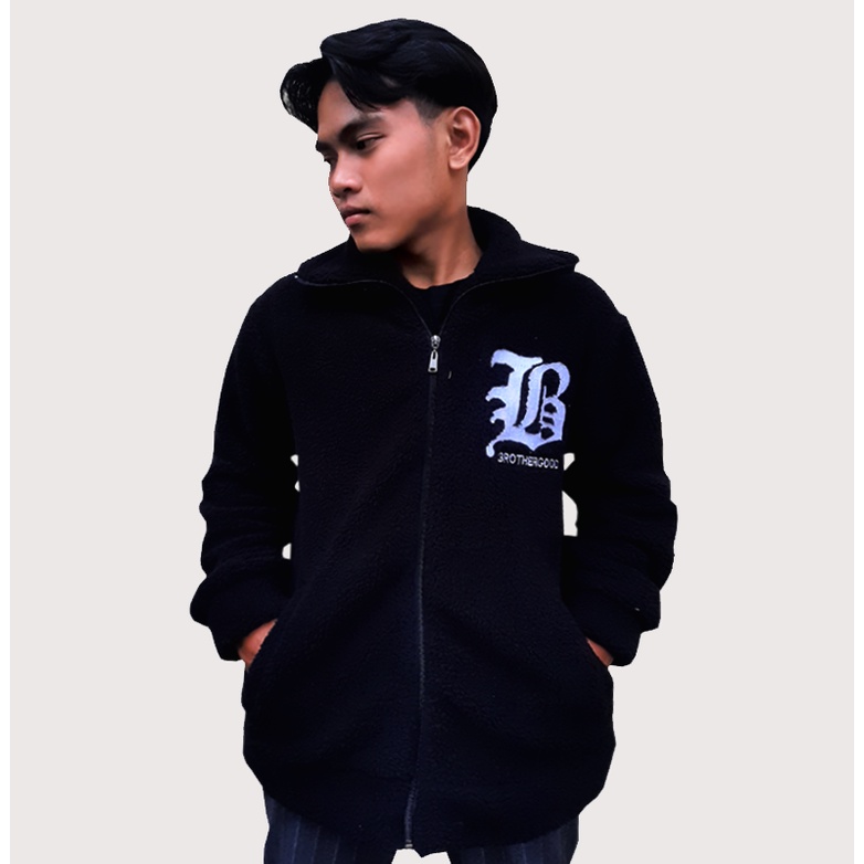 Brothergood JAKET BULU PRIA JACKET SHERPA TERBARU KEKINIAN TERLARIS| JAKET HITAM BLACK BROTHERGOOD BISA COD